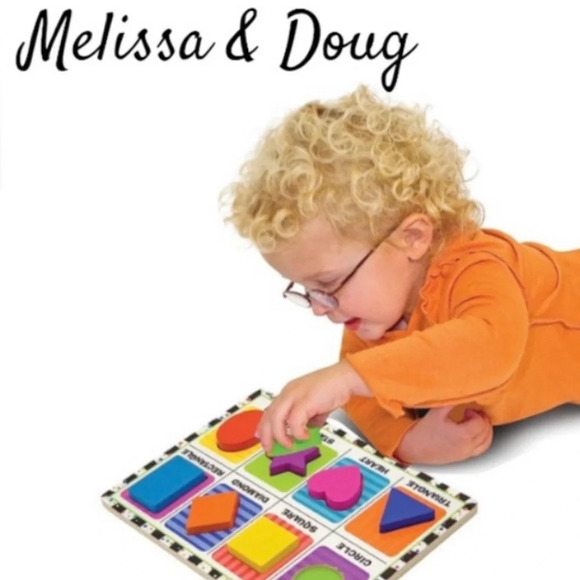 New Factory Sealed Melissa & Doug Wood Chunky Puzzle Shapes 8 Pieces - Picture 14 of 14